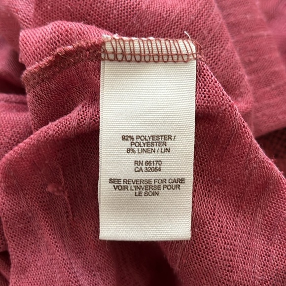 Free People Crochet Lace Trim Button Front Cardigan Sweater Boho Linen M Pink - Picture 8 of 9